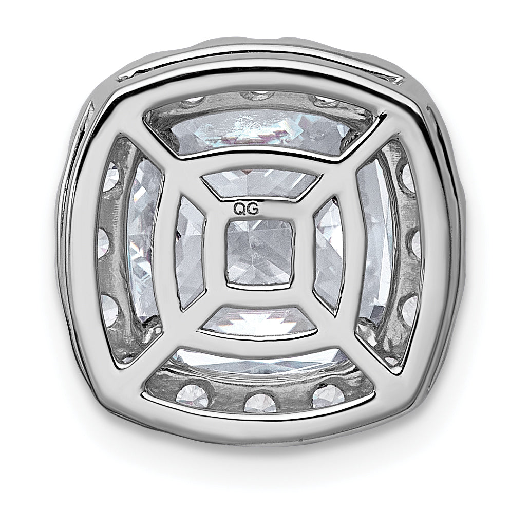 14k White Gold 4 5/8 carat Lab Grown Diamond VS+ F+ Cushion Complete Halo Chain Slide Pendant