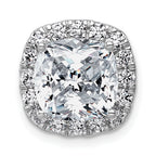 14k White Gold 4 5/8 carat Certified Lab Grown Diamond VS+ F+ Cushion Complete Halo Chain Slide Pendant