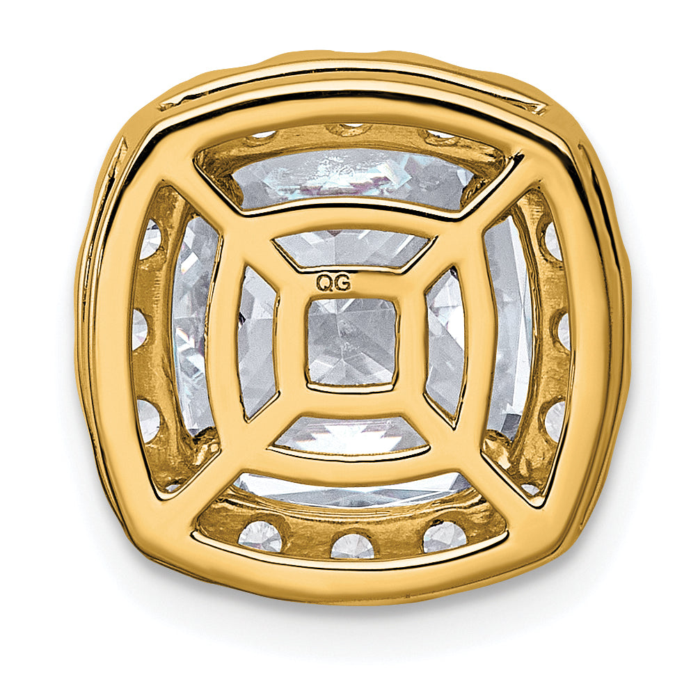 14k 4 5/8 carat Lab Grown Diamond VS+ F+ Cushion Complete Halo Chain Slide Pendant