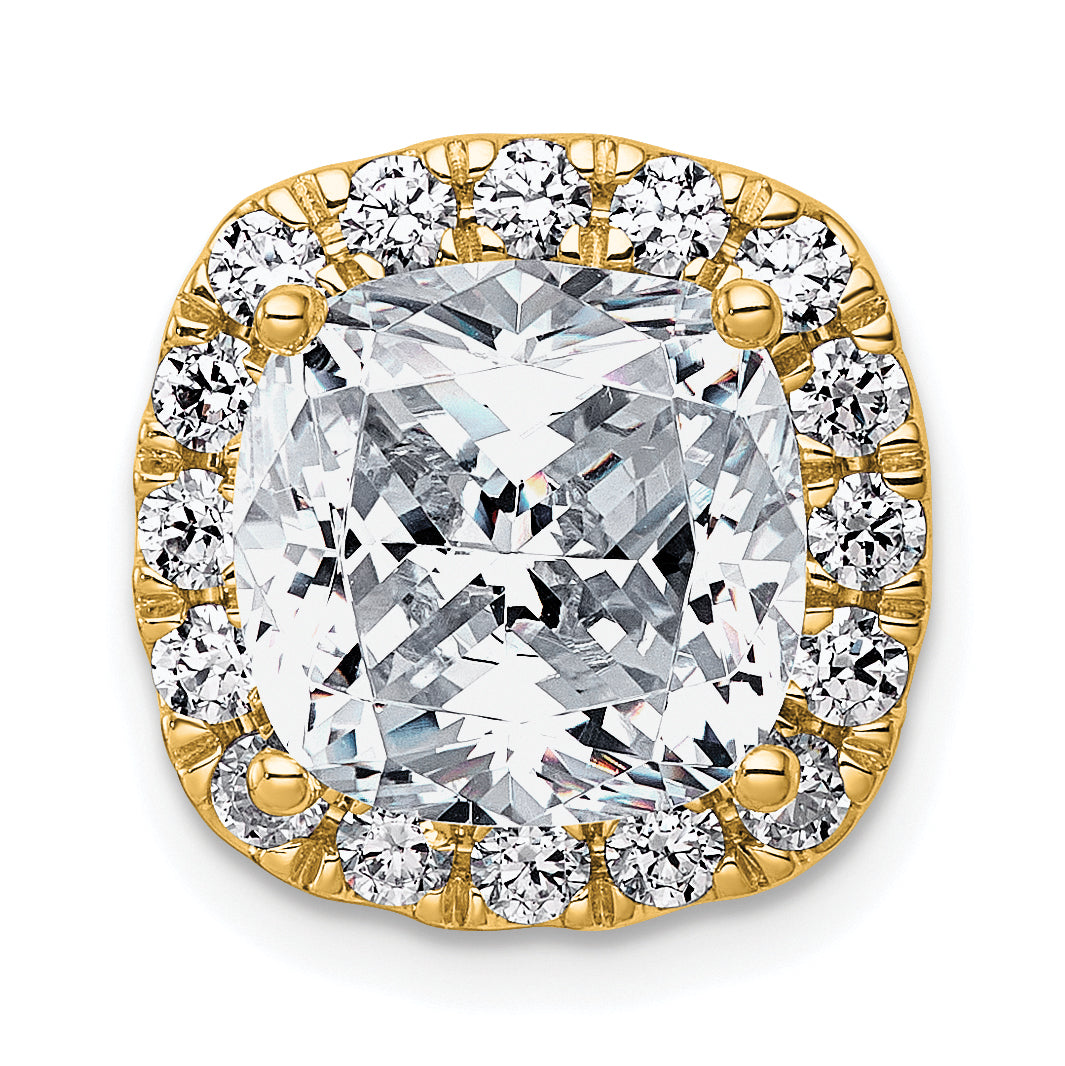 14k 4 5/8 carat Certified Lab Grown Diamond VS+ F+ Cushion Complete Halo Chain Slide Pendant