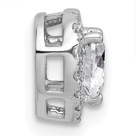 14k White Gold 5/8 carat Lab Grown Diamond VS+ F+ Heart Complete Halo Chain Slide Pendant Secondary image