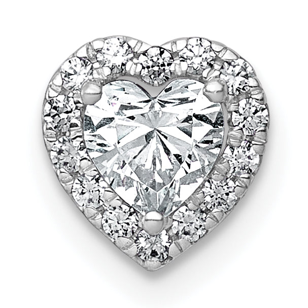 14k White Gold 5/8 carat Lab Grown Diamond VS+ F+ Heart Complete Halo Chain Slide Pendant Main image