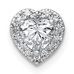 14k White Gold 5/8 carat Lab Grown Diamond VS+ F+ Heart Complete Halo Chain Slide Pendant