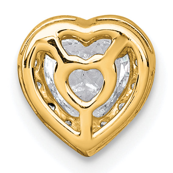 14k 5/8 carat Lab Grown Diamond VS+ F+ Heart Complete Halo Chain Slide Pendant