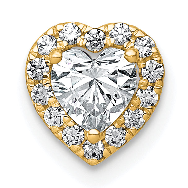 14k 5/8 carat Lab Grown Diamond VS+ F+ Heart Complete Halo Chain Slide Pendant Main image