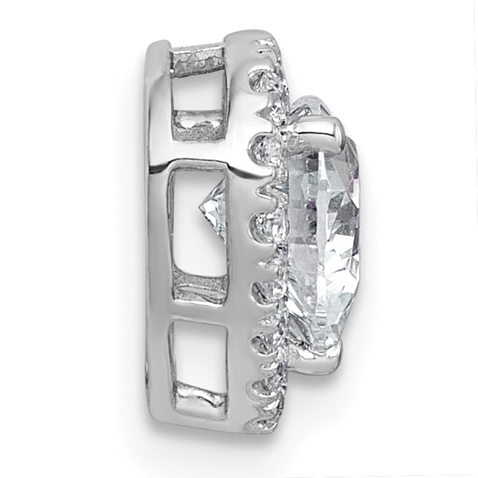 14k White Gold 1 1/5 carat Lab Grown Diamond VS+ F+ Trillion Complete Halo Chain Slide Pendant Secondary image