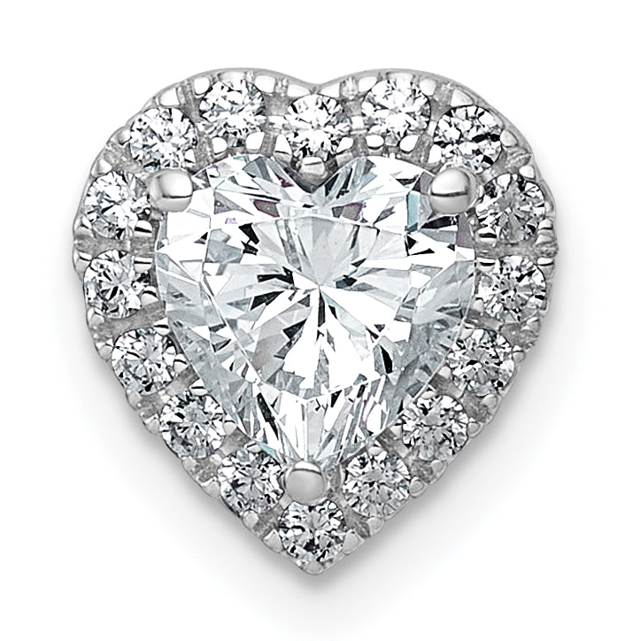 14k White Gold 1 1/5 carat Lab Grown Diamond VS+ F+ Trillion Complete Halo Chain Slide Pendant Main image