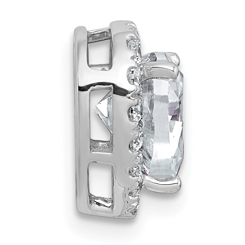 14k White Gold 1 3/4 carat Lab Grown Diamond VS/SI+ G+ Heart Complete Halo Chain Slide Pendant