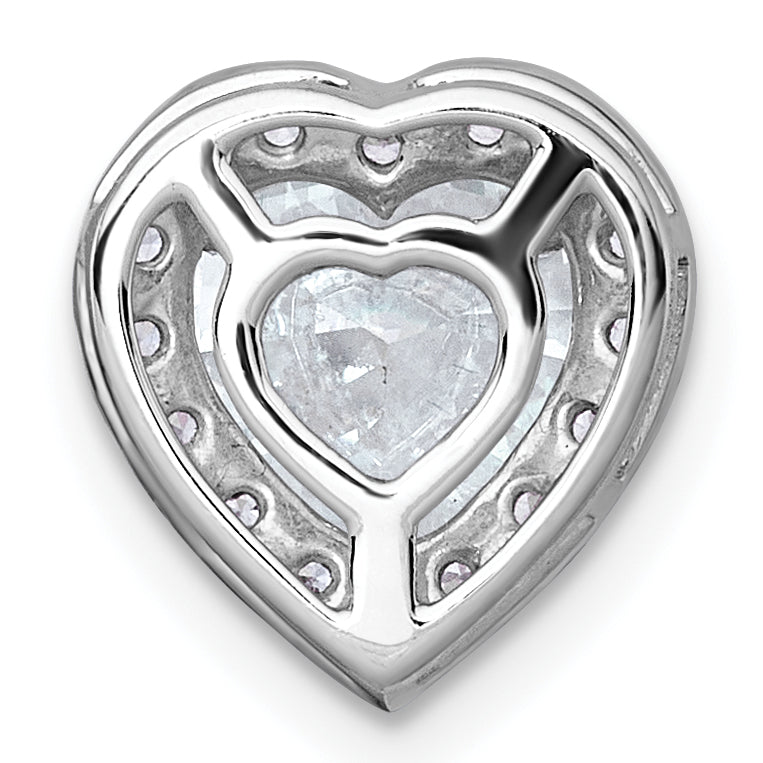 14k White Gold 1 3/4 carat Lab Grown Diamond VS/SI+ G+ Heart Complete Halo Chain Slide Pendant