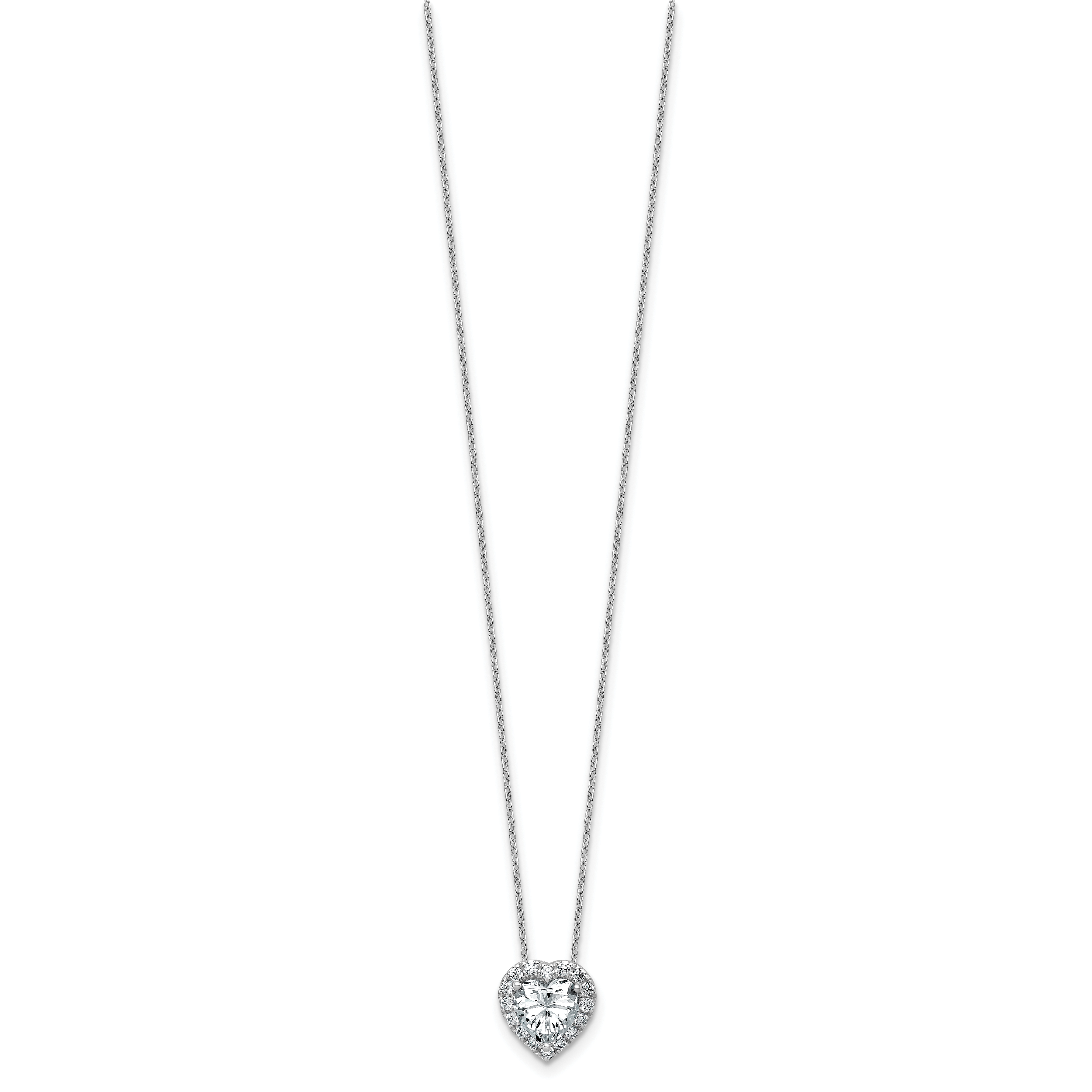 14k White Gold 1 3/4 carat Certified Lab Grown Diamond VS/SI+ G+ Heart Complete 18 inch Halo Pendant Necklace