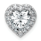 14k White Gold 1 3/4 carat Lab Grown Diamond VS/SI+ G+ Heart Complete Halo Chain Slide Pendant