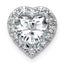 14k White Gold 1 3/4 carat Lab Grown Diamond VS/SI+ G+ Heart Complete Halo Chain Slide Pendant