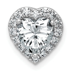 14k White Gold 1 3/4 carat Certified Lab Grown Diamond VS+ F+ Heart Complete Halo Chain Slide Pendant