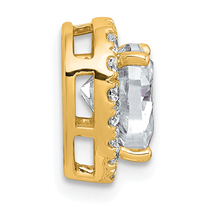 14k 1 3/4 carat Certified Lab Grown Diamond VS+ F+ Heart Complete Halo Chain Slide Pendant