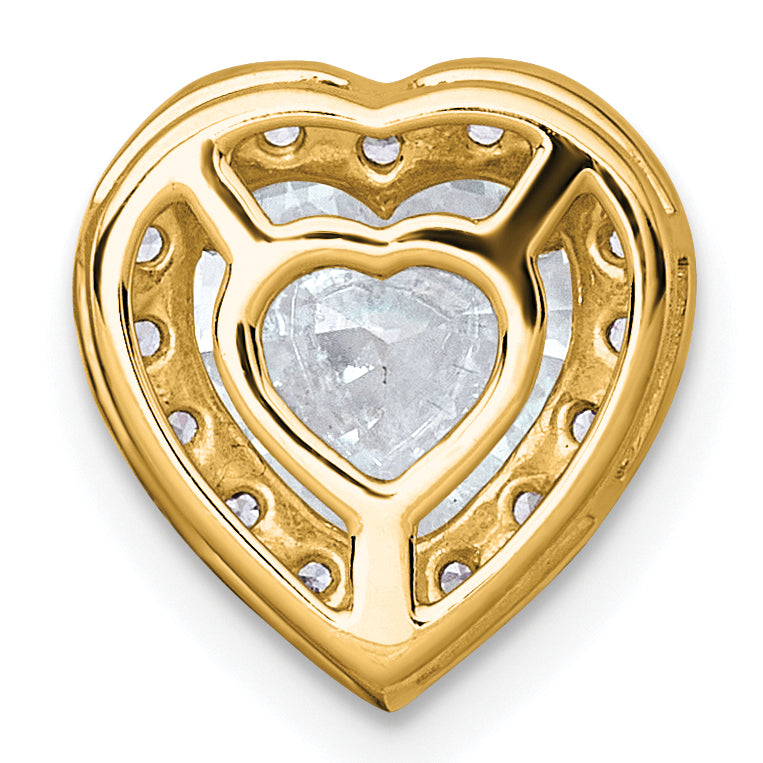 14k 1 3/4 carat Certified Lab Grown Diamond VS+ F+ Heart Complete Halo Chain Slide Pendant