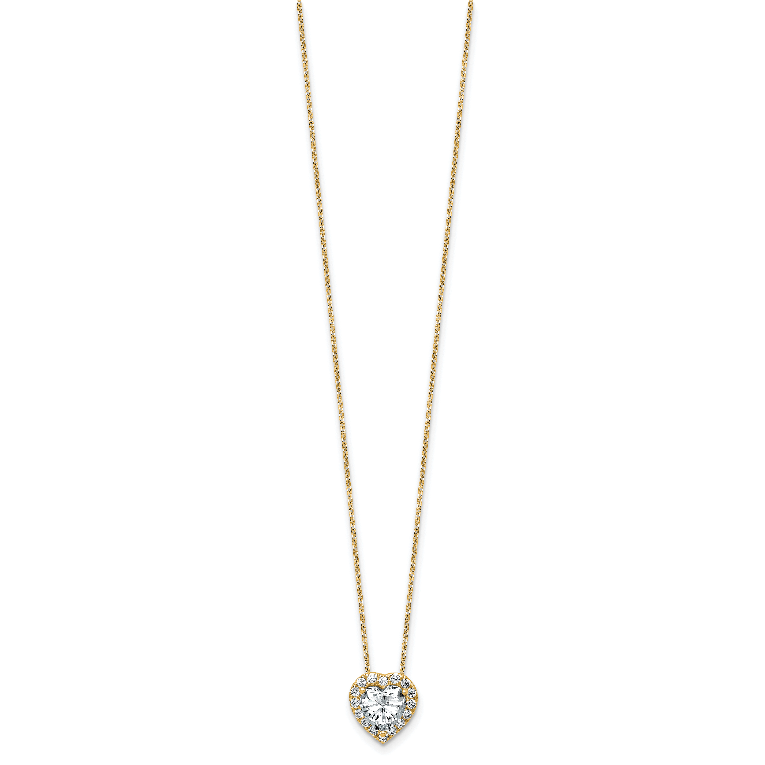 14k 1 3/4 carat Certified Lab Grown Diamond VS/SI+ G+ Heart Complete 18 inch Halo Pendant Necklace