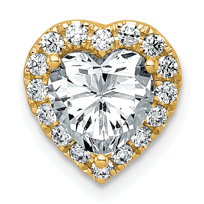 14k 1 3/4 carat Certified Lab Grown Diamond VS+ F+ Heart Complete Halo Chain Slide Pendant