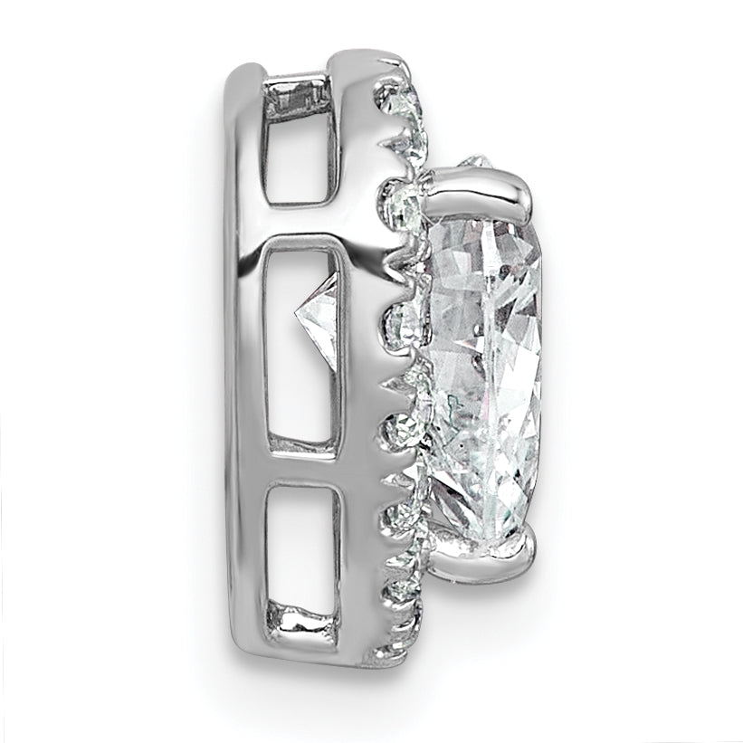 14k White Gold 2 3/8 carat Lab Grown Diamond VS+ F+ Heart Complete Halo Chain Slide Pendant