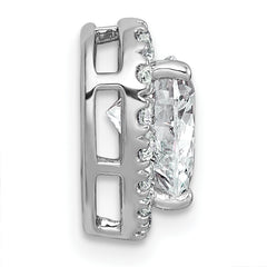 14k White Gold 2 3/8 carat Lab Grown Diamond VS+ F+ Heart Complete Halo Chain Slide Pendant