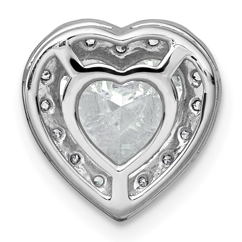 14k White Gold 2 3/8 carat Lab Grown Diamond VS+ F+ Heart Complete Halo Chain Slide Pendant