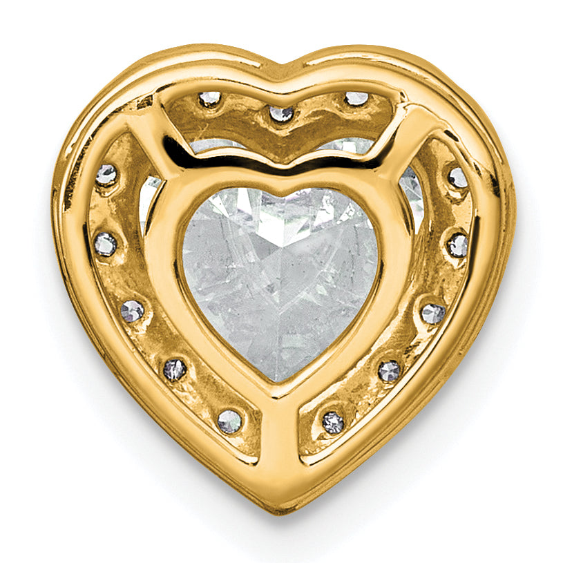 14k 2 3/8 carat Lab Grown Diamond VS+ F+ Heart Complete Halo Chain Slide Pendant