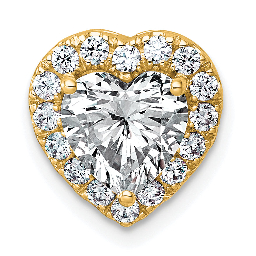 14k 2 3/8 carat Lab Grown Diamond VS+ F+ Heart Complete Halo Chain Slide Pendant