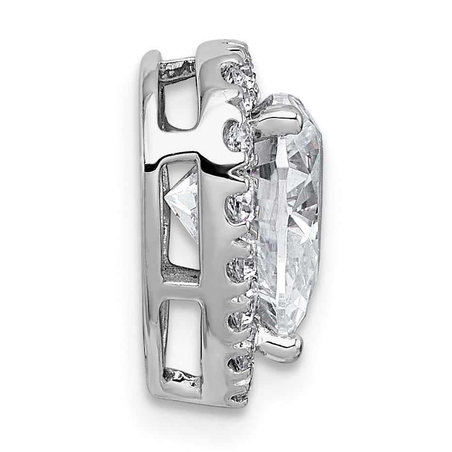 14k White Gold 3 carat Certified Lab Grown Diamond VS+ F+ Heart Complete Halo Chain Slide Pendant