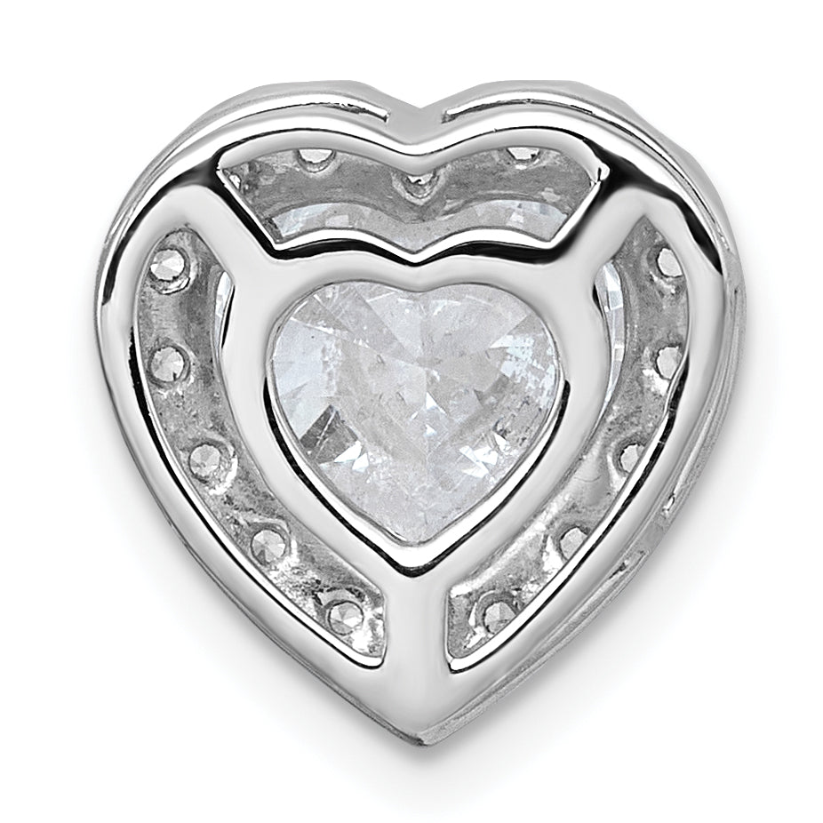 14k White Gold 3 carat Certified Lab Grown Diamond VS+ F+ Heart Complete Halo Chain Slide Pendant