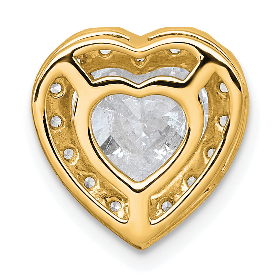 14k 3 carat Certified Lab Grown Diamond VS+ F+ Heart Complete Halo Chain Slide Pendant