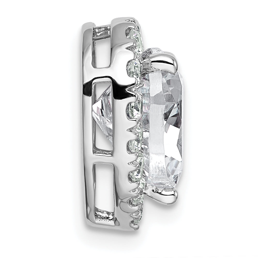 14k White Gold 3 5/8 carat Certified Lab Grown Diamond VS+ F+ Heart Complete Halo Chain Slide Pendant