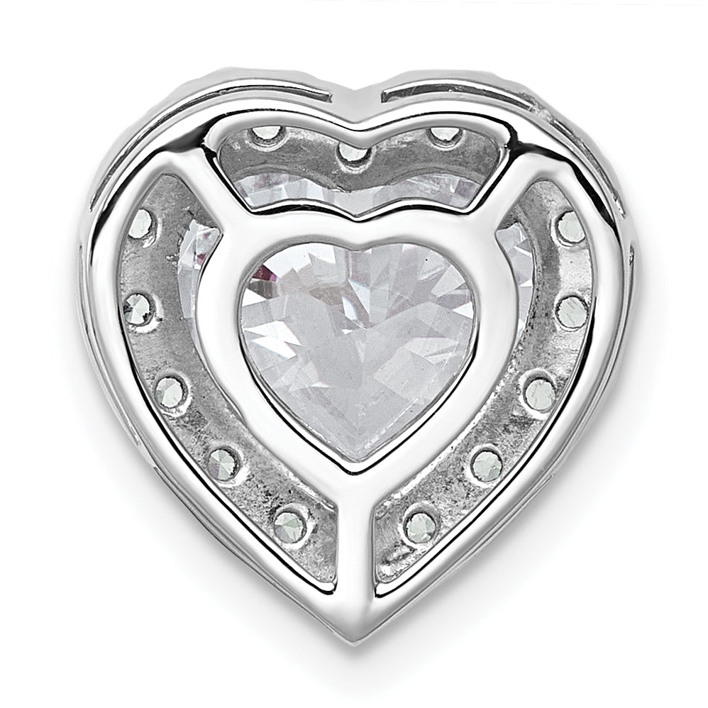 14k White Gold 3 5/8 carat Lab Grown Diamond VS+ F+ Heart Complete Halo Chain Slide Pendant