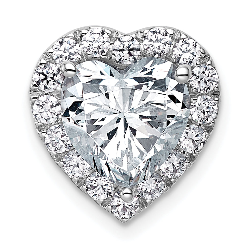 14k White Gold 3 5/8 carat Certified Lab Grown Diamond VS+ F+ Heart Complete Halo Chain Slide Pendant