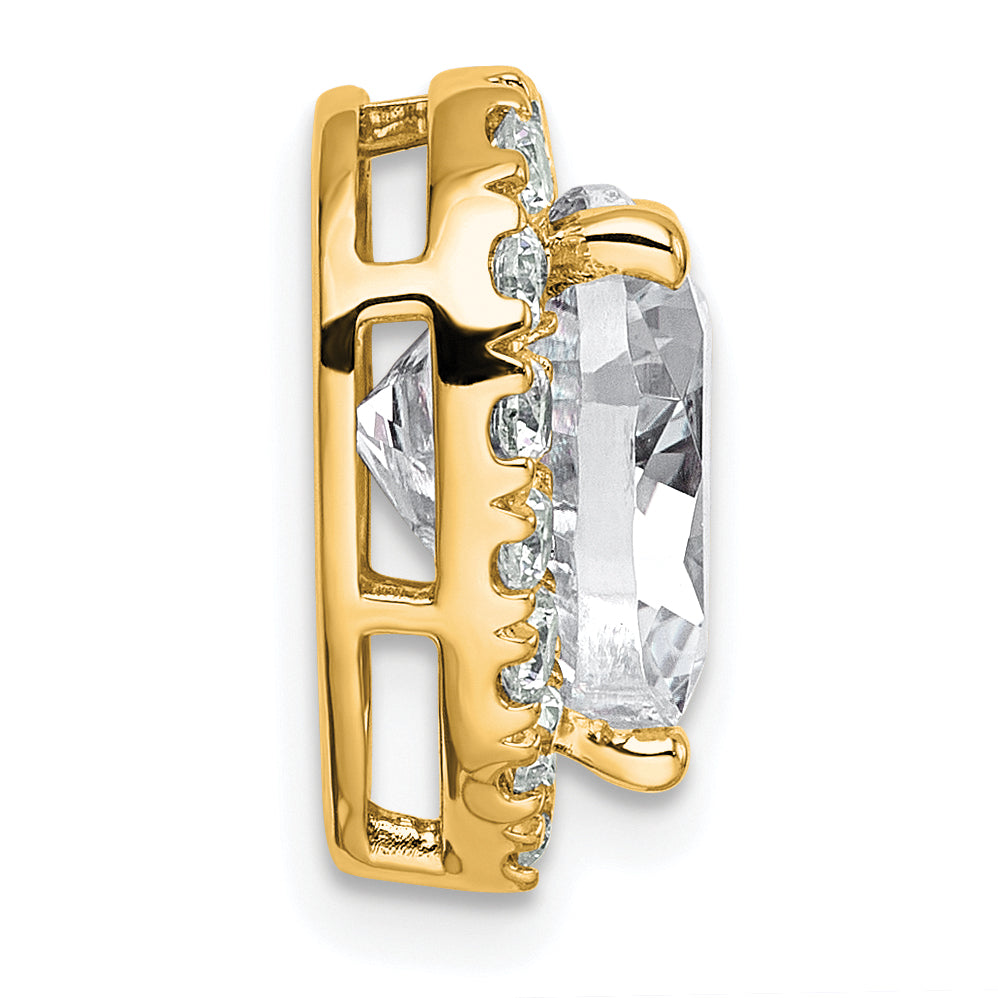 14k 3 5/8 carat Certified Lab Grown Diamond VS+ F+ Heart Complete Halo Chain Slide Pendant Secondary image