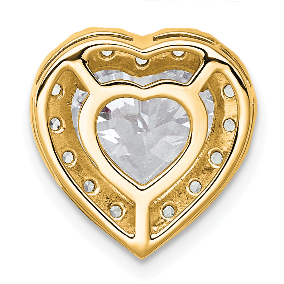 14k 3 5/8 carat Lab Grown Diamond VS+ F+ Heart Complete Halo Chain Slide Pendant