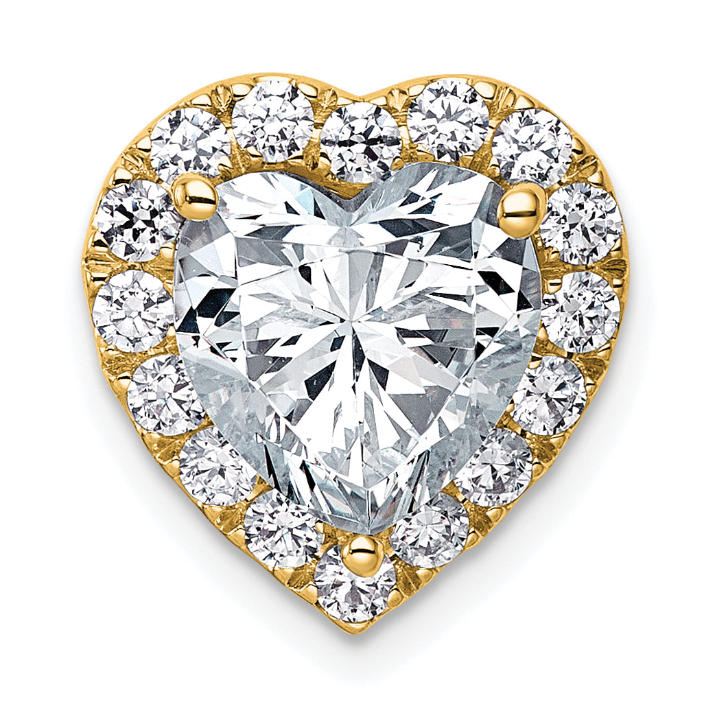 14k 3 5/8 carat Certified Lab Grown Diamond VS+ F+ Heart Complete Halo Chain Slide Pendant