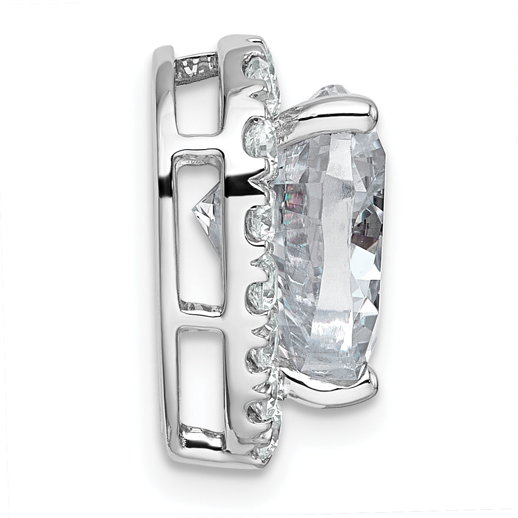 14k White Gold 4 3/4 carat Certified Lab Grown Diamond VS+ F+ Heart Complete Halo Chain Slide Pendant