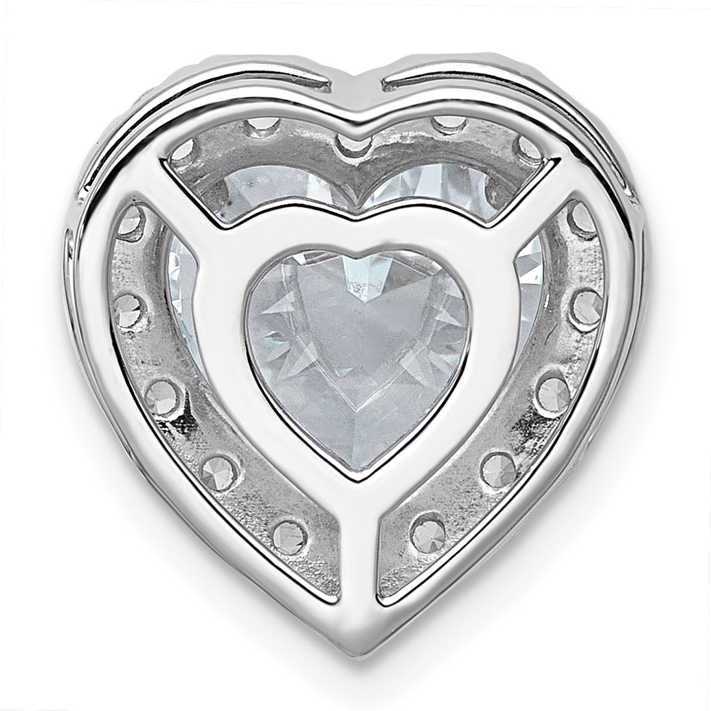 14k White Gold 4 3/4 carat Certified Lab Grown Diamond VS+ F+ Heart Complete Halo Chain Slide Pendant