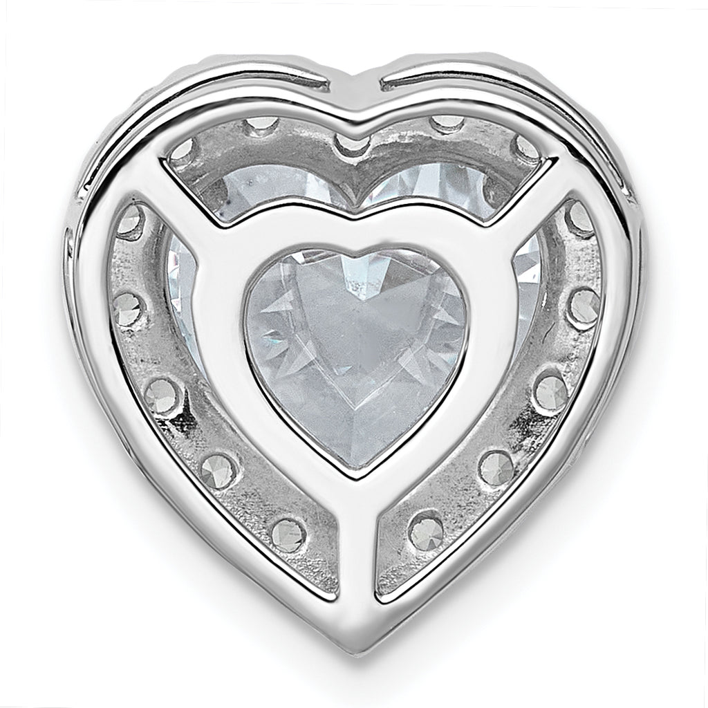 14k White Gold 4 3/4 carat Lab Grown Diamond VS+ F+ Heart Complete Halo Chain Slide Pendant