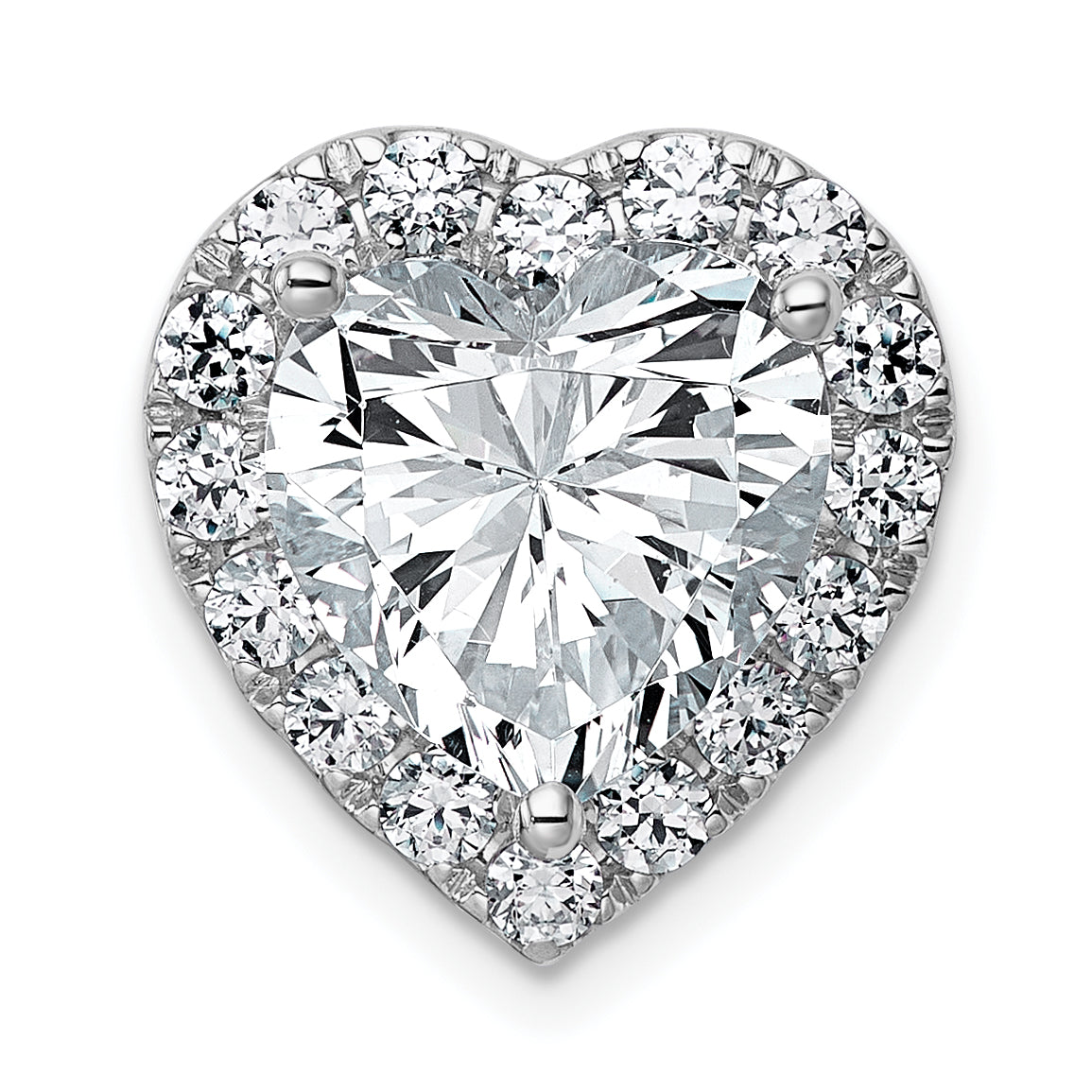 14k White Gold 4 3/4 carat Certified Lab Grown Diamond VS+ F+ Heart Complete Halo Chain Slide Pendant Main image
