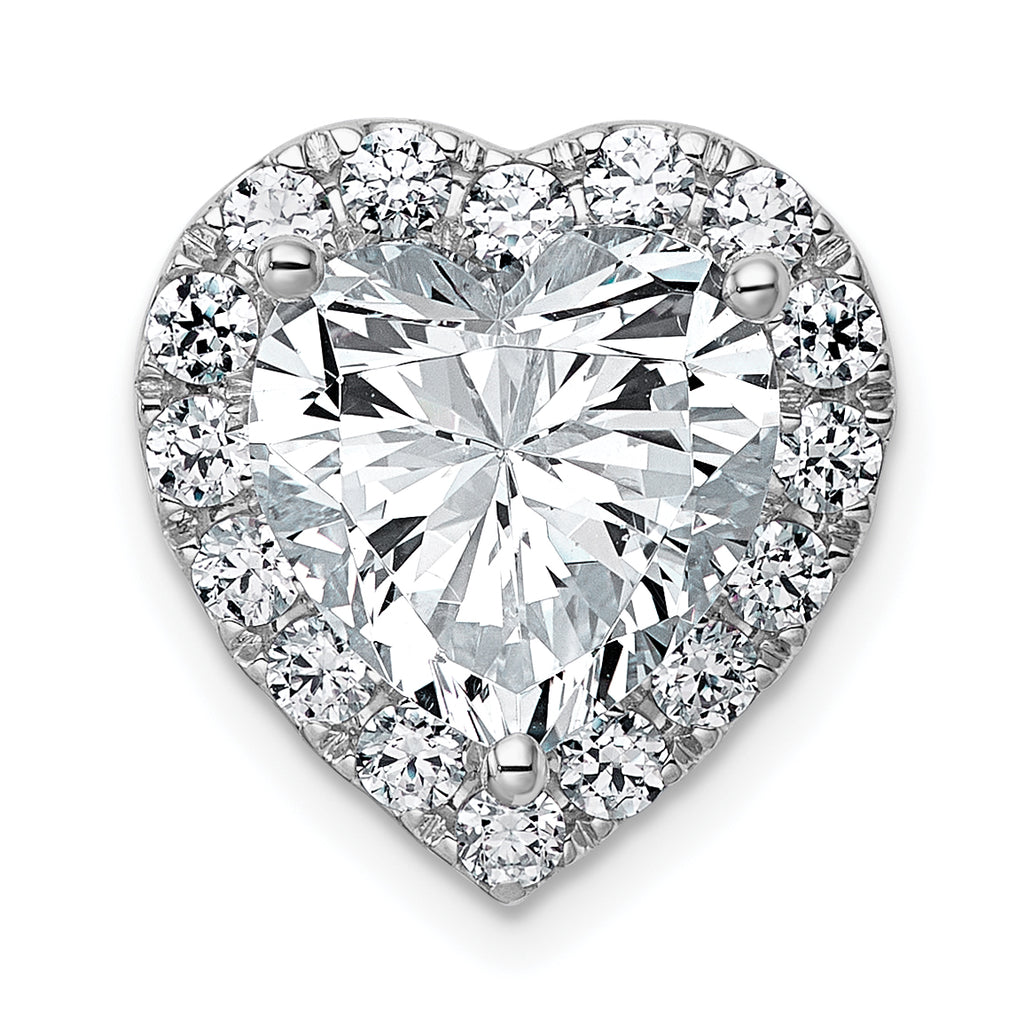 14k White Gold 4 3/4 carat Lab Grown Diamond VS+ F+ Heart Complete Halo Chain Slide Pendant