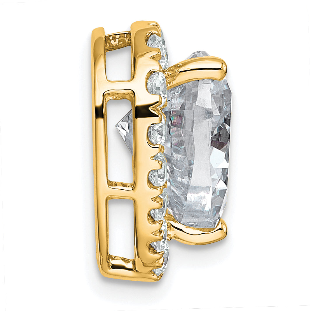 14k 4 3/4 carat Certified Lab Grown Diamond VS+ F+ Heart Complete Halo Chain Slide Pendant