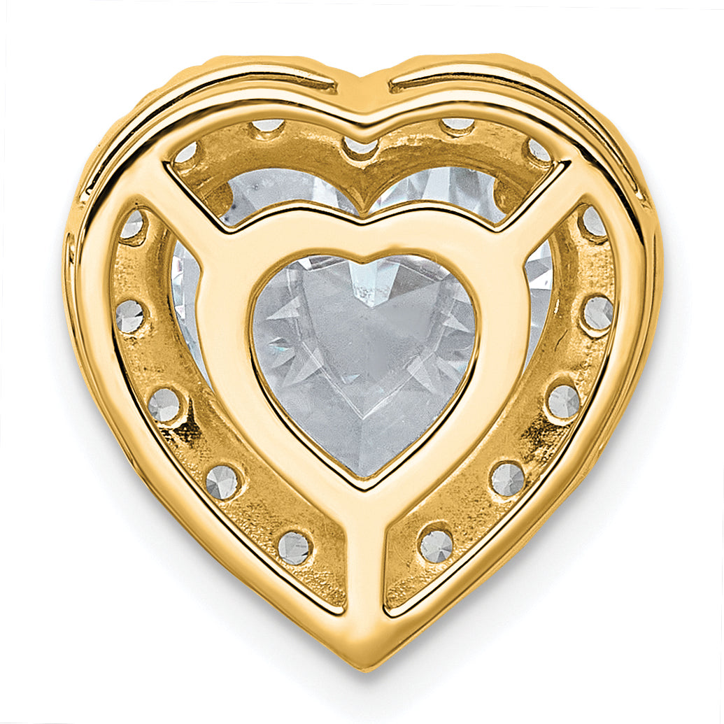 14k 4 3/4 carat Certified Lab Grown Diamond VS+ F+ Heart Complete Halo Chain Slide Pendant