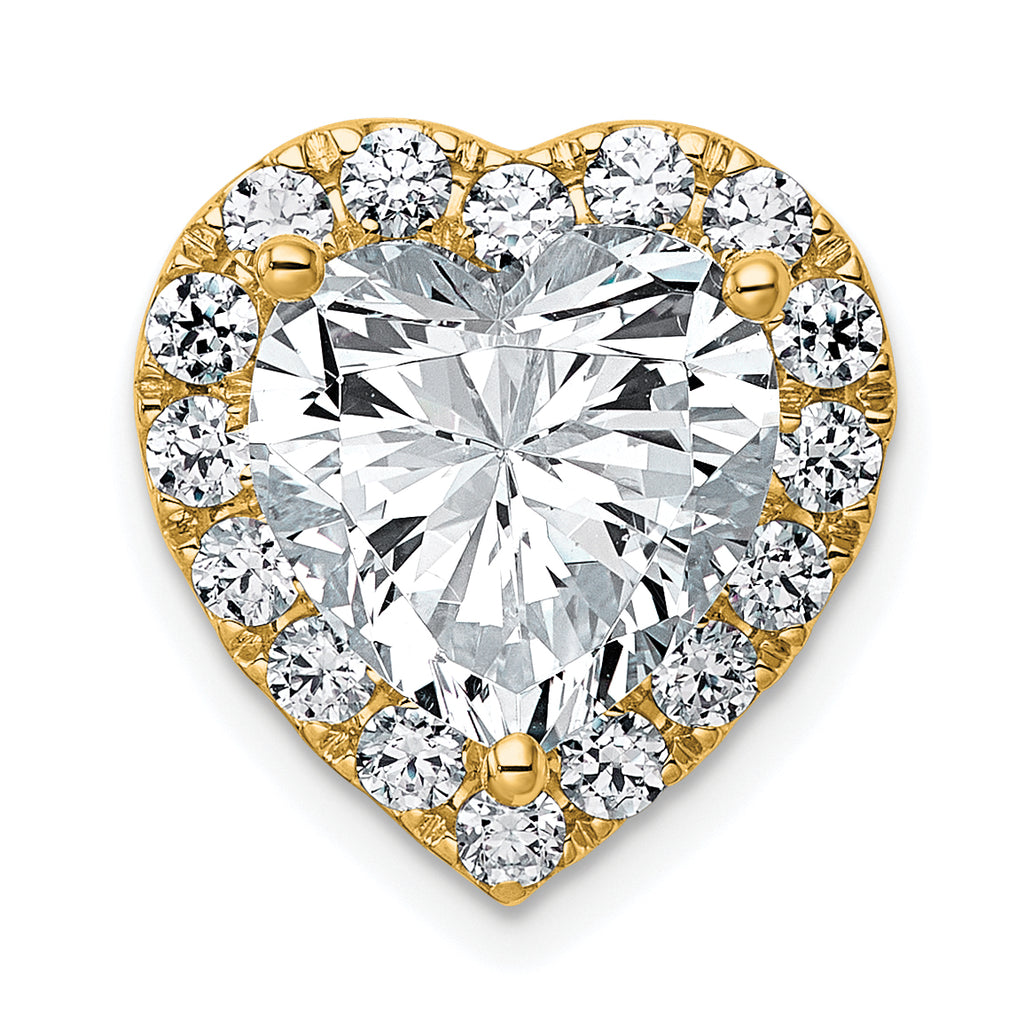 14k 4 3/4 carat Lab Grown Diamond VS+ F+ Heart Complete Halo Chain Slide Pendant