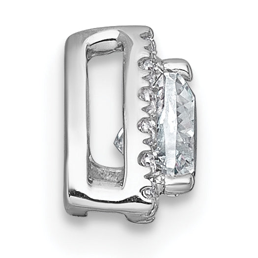 14k White Gold 1/3 carat Lab Grown Diamond VS+ F+ Trillion Complete Halo Chain Slide Pendant Secondary image