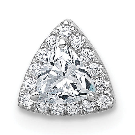 14k White Gold 1/3 carat Lab Grown Diamond VS+ F+ Trillion Complete Halo Chain Slide Pendant Main image