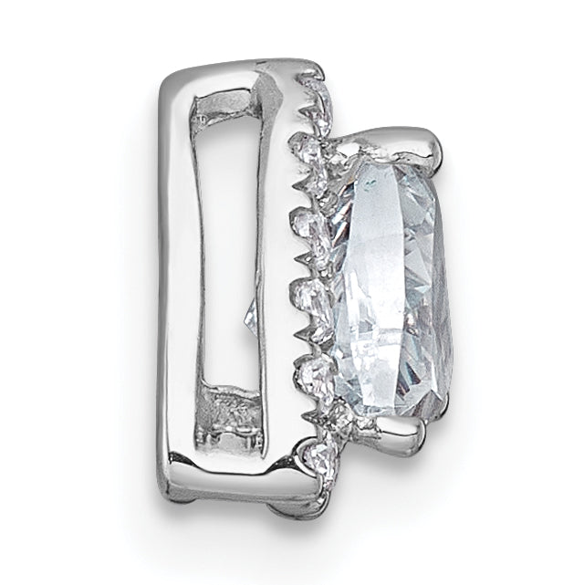 14k White Gold 1/2 carat Lab Grown Diamond VS+ F+ Trillion Complete Halo Chain Slide Pendant Secondary image