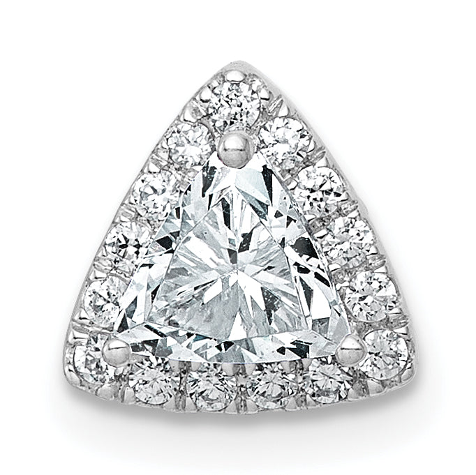 14k White Gold 1/2 carat Lab Grown Diamond VS+ F+ Trillion Complete Halo Chain Slide Pendant Main image