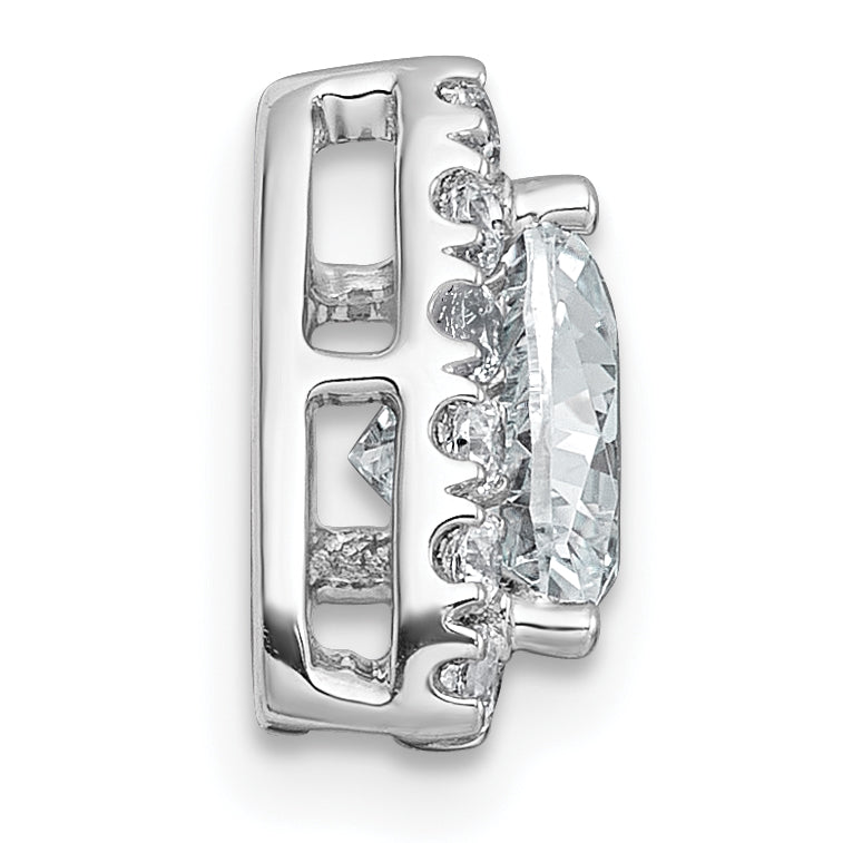 14k White Gold 1 1/3 carat Certified Lab Grown Diamond VS+ F+ Trillion Complete Halo Chain Slide Pendant Secondary image