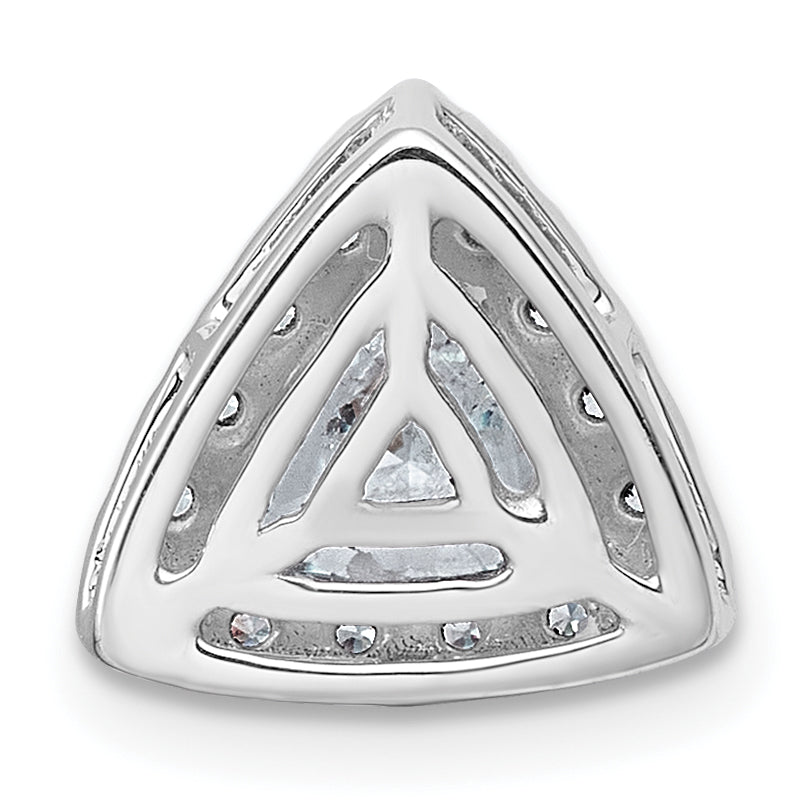 14k White Gold 1 1/3 carat Lab Grown Diamond VS+ F+ Trillion Complete Halo Chain Slide Pendant