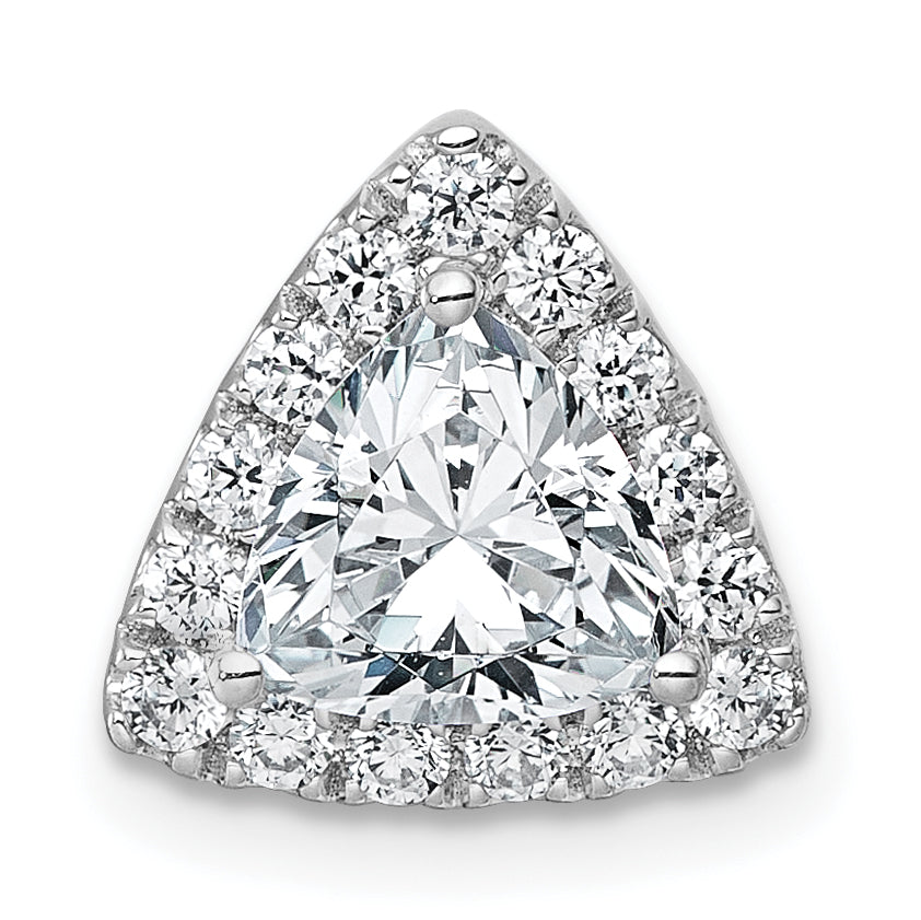 14k White Gold 1 1/3 carat Lab Grown Diamond VS+ F+ Trillion Complete Halo Chain Slide Pendant